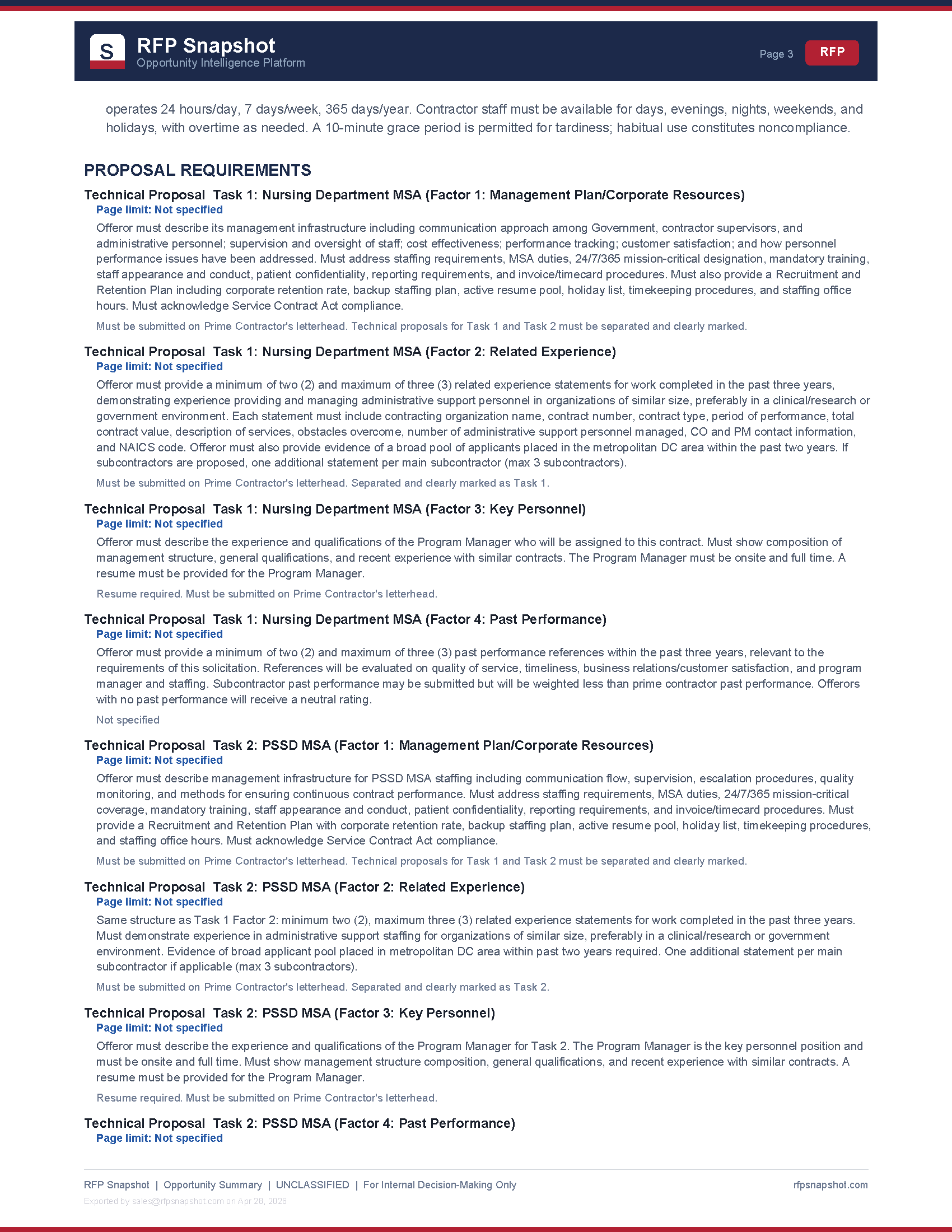 NIH MSA Snapshot Page 3: Proposal requirements